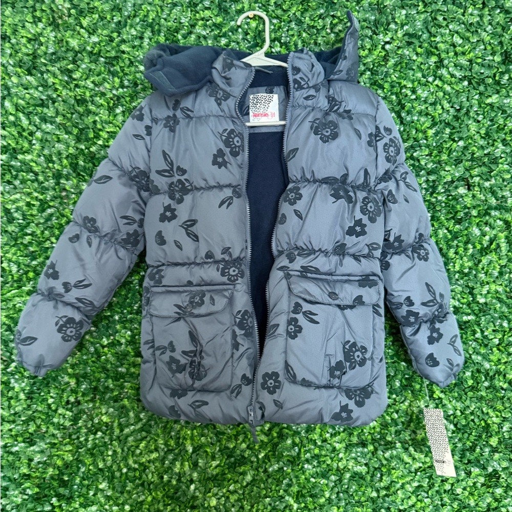 Kensie Girl Blue Floral Puffer Jacket